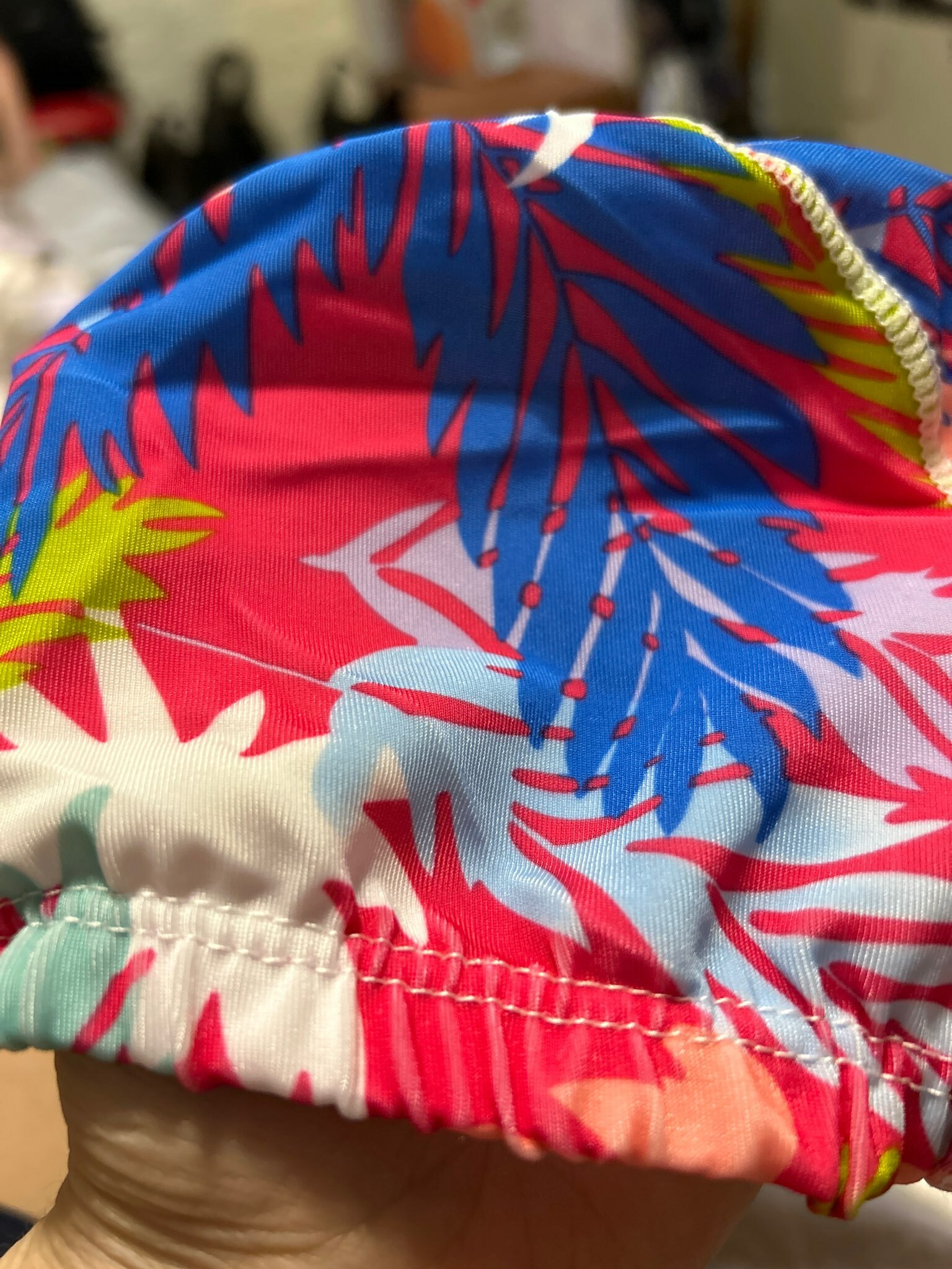 Фотография покупателя товара Шапочка для плавания взрослая ONLYTOP, тканевая, обхват 48 см, цвета МИКС