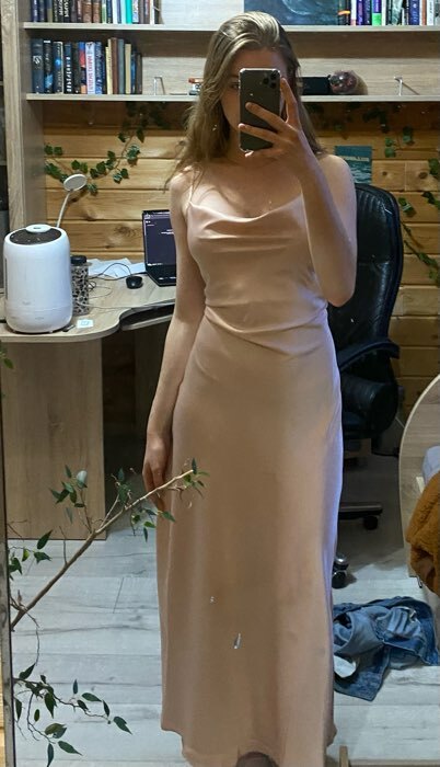 Фотография покупателя товара Платье женское миди MINAKU: Casual Collection цвет персик, р-р 44 - Фото 1