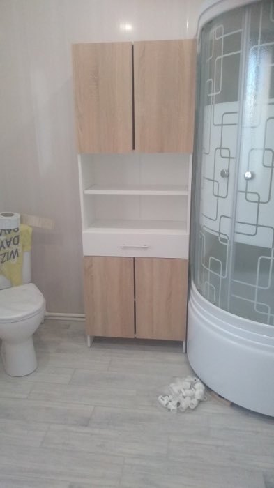 Фотография покупателя товара Пенал для ванной комнаты, Белый/Дуб сонома,  65 х 30 х 185 см