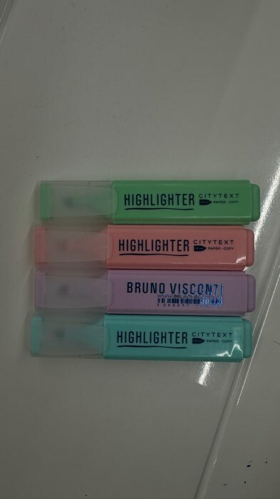 Фотография покупателя товара Набор маркеров-текстовыделителей 4 цвета, 1.0-5.0 мм, BrunoVisconti CityText, в ПВХ кармане - Фото 1
