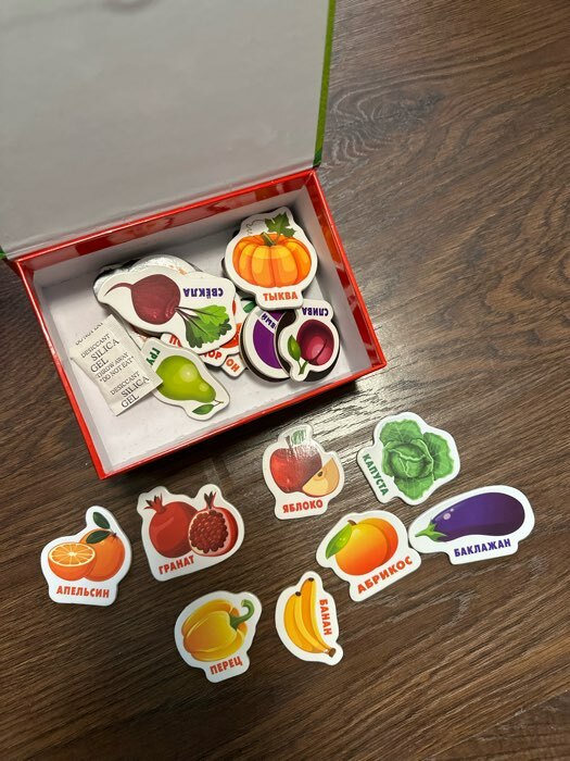 Фотография покупателя товара Развивающие магниты «Изучаем цвета и овощи - фрукты» (набор 25 шт.) - Фото 1