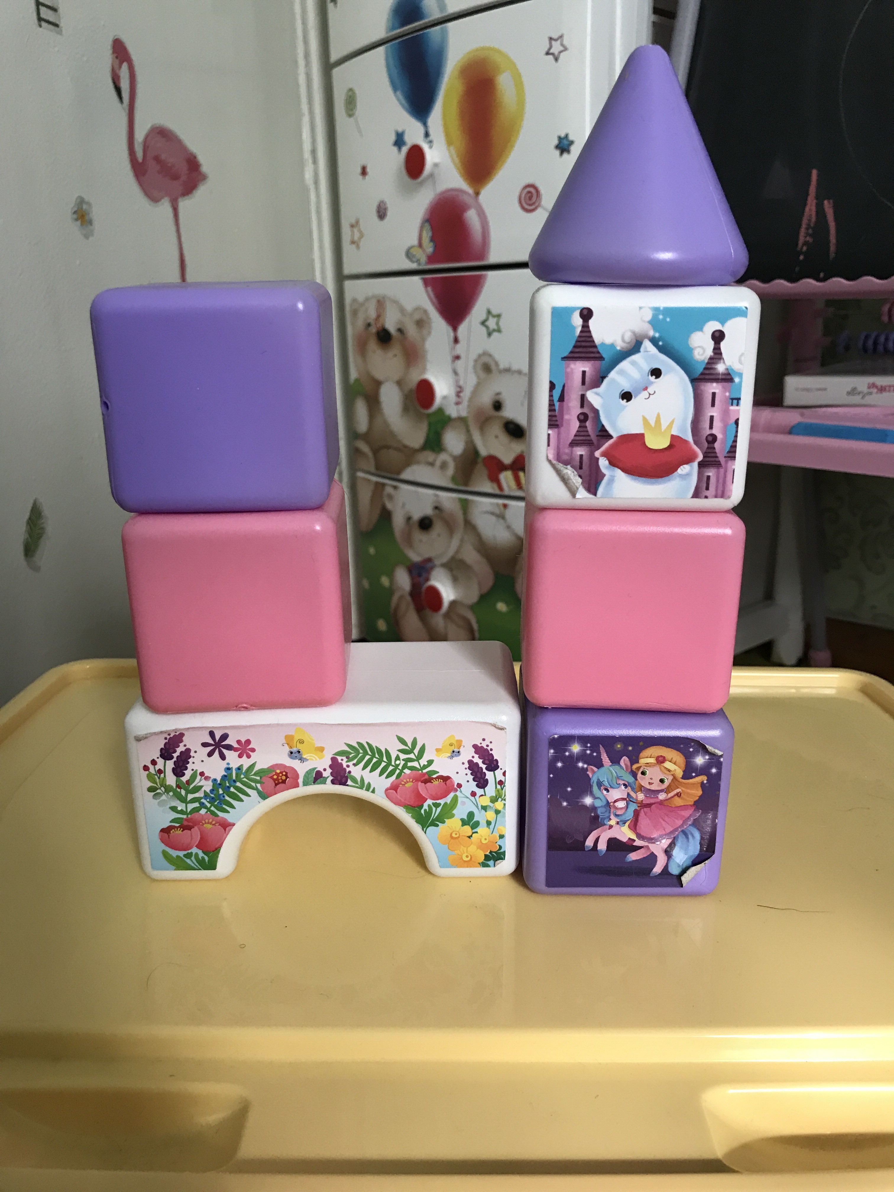 Фотография покупателя товара Набор цветных кубиков, 12 шт, 6 х 6 см, цвет розовый - Фото 1