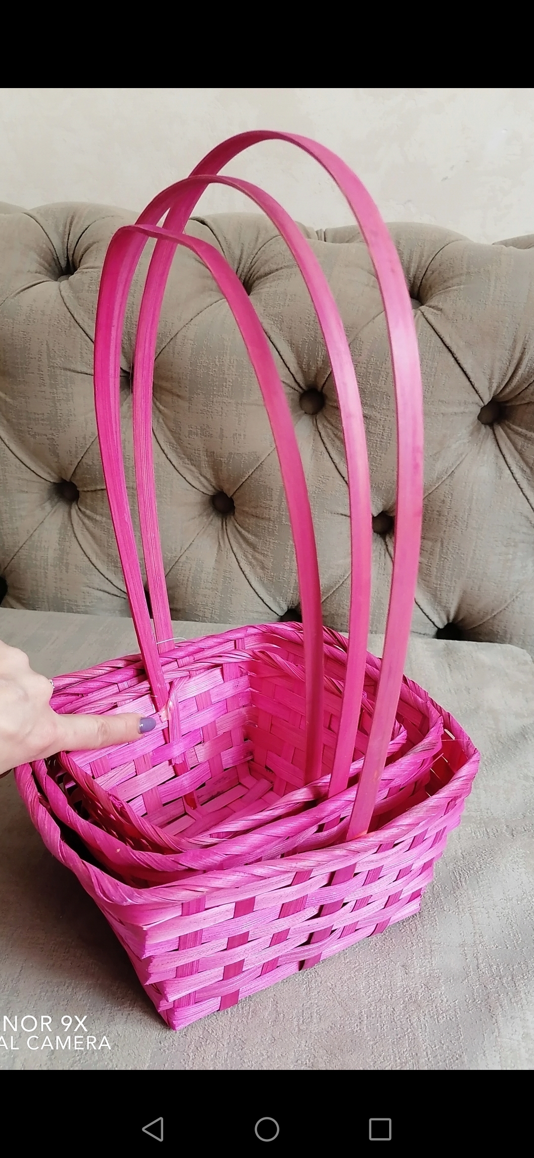 Фотография покупателя товара Набор корзин плетёных, бамбук, 3 шт, розовый - Фото 1