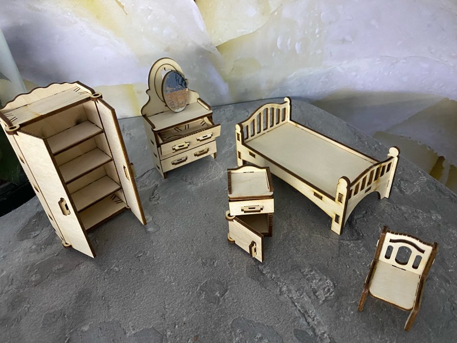 Фотография покупателя товара Набор деревянной мебели для кукол «Спальня», 5 предметов - Фото 1