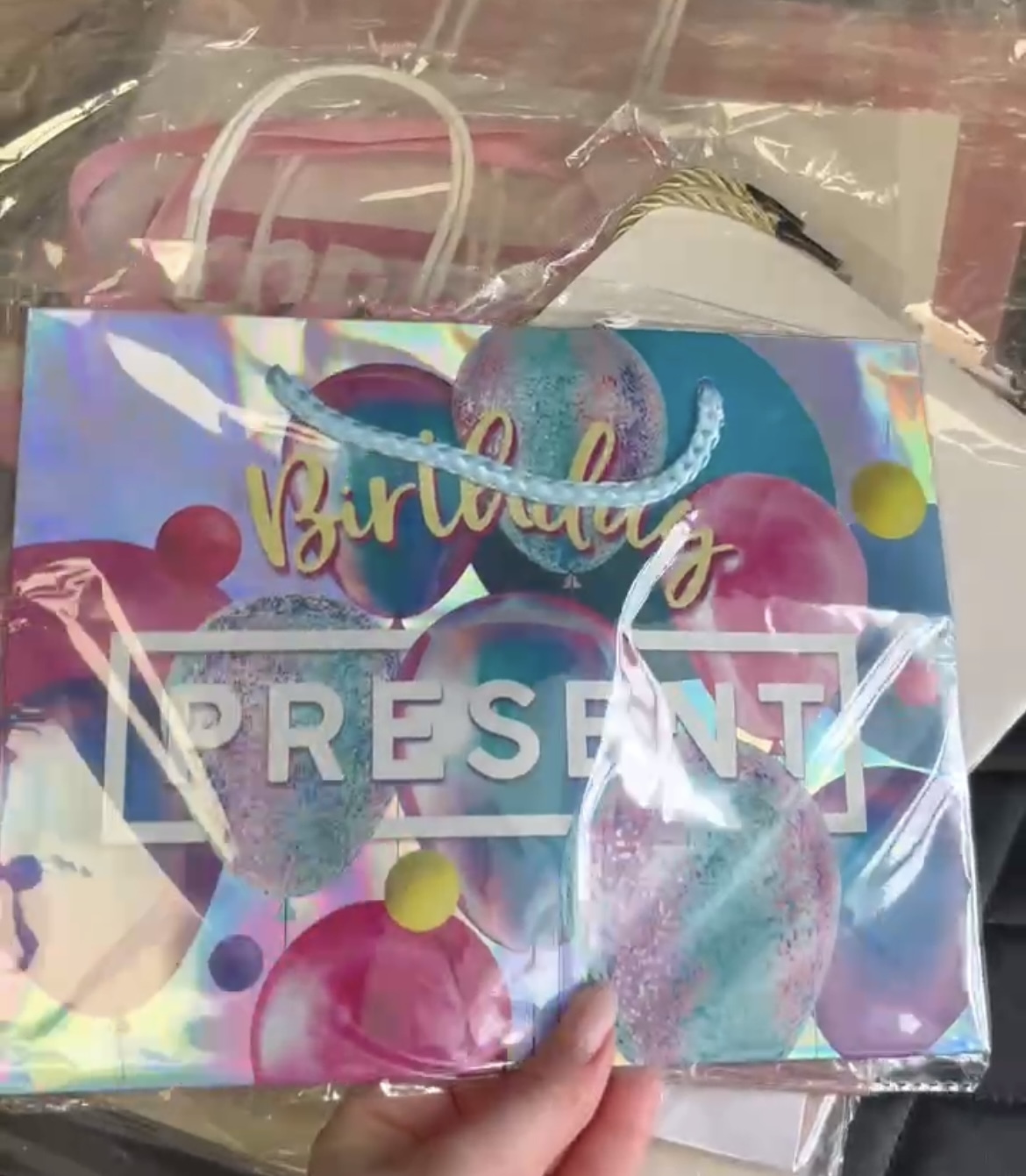 Фотография покупателя товара Пакет подарочный голографический, упаковка, «Birthday Present», 32 х 26 х 12 см - Фото 1