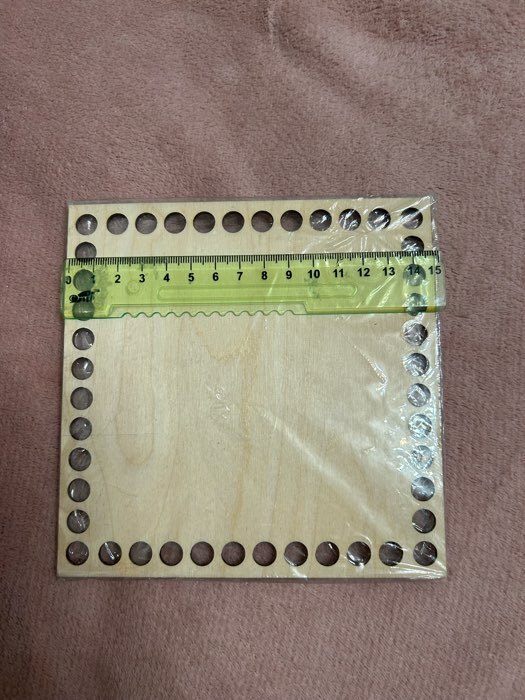 Фотография покупателя товара Заготовка для вязания "Квадрат", донышко фанера 3 мм, 15×15 см, d=9мм