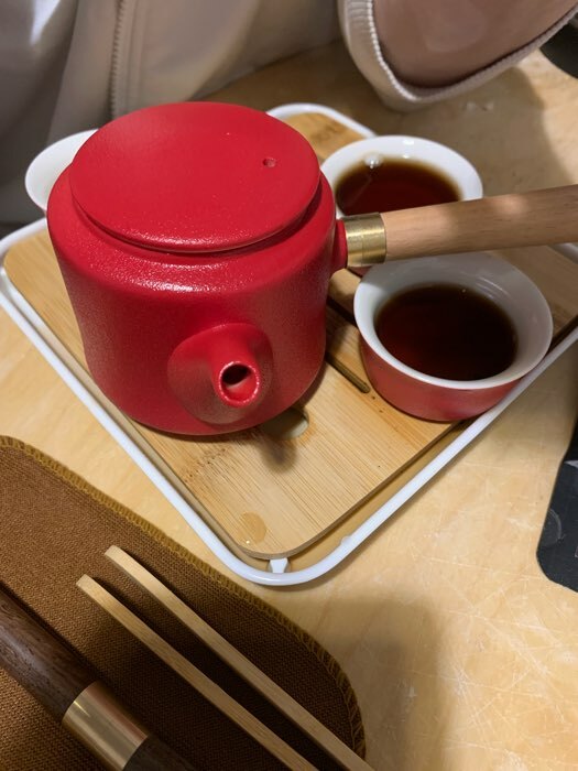 Фотография покупателя товара Набор для чайной церемонии 9 предметов, на 4 персоны, чашка 40 мл, чайник 250 мл, красный - Фото 3