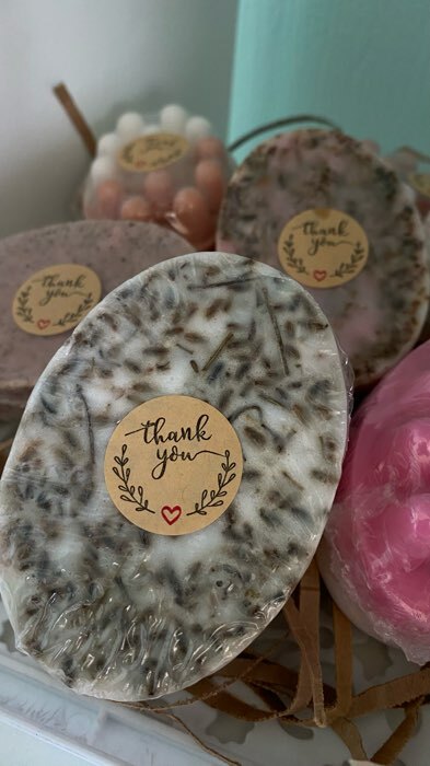 Фотография покупателя товара Наклейка бумага «Крафт. Благодарность», d=2.5 см, 500 шт. в рулоне, 3×6.5×6.5 см - Фото 3