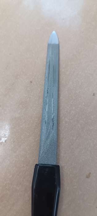Фотография покупателя товара Пилка металлическая для ногтей, 15 см, на блистере, цвет серебристый/чёрный - Фото 3