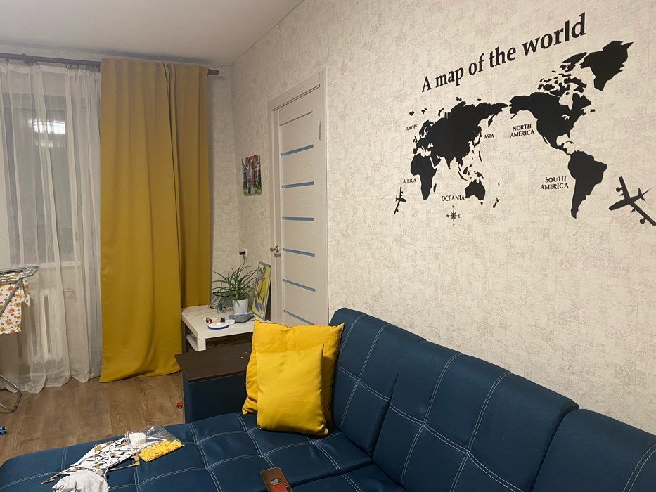 Фотография покупателя товара Наклейки интерьерные "Карта мира", зеркальные, декор на стену, панно 54 х 120 см - Фото 3