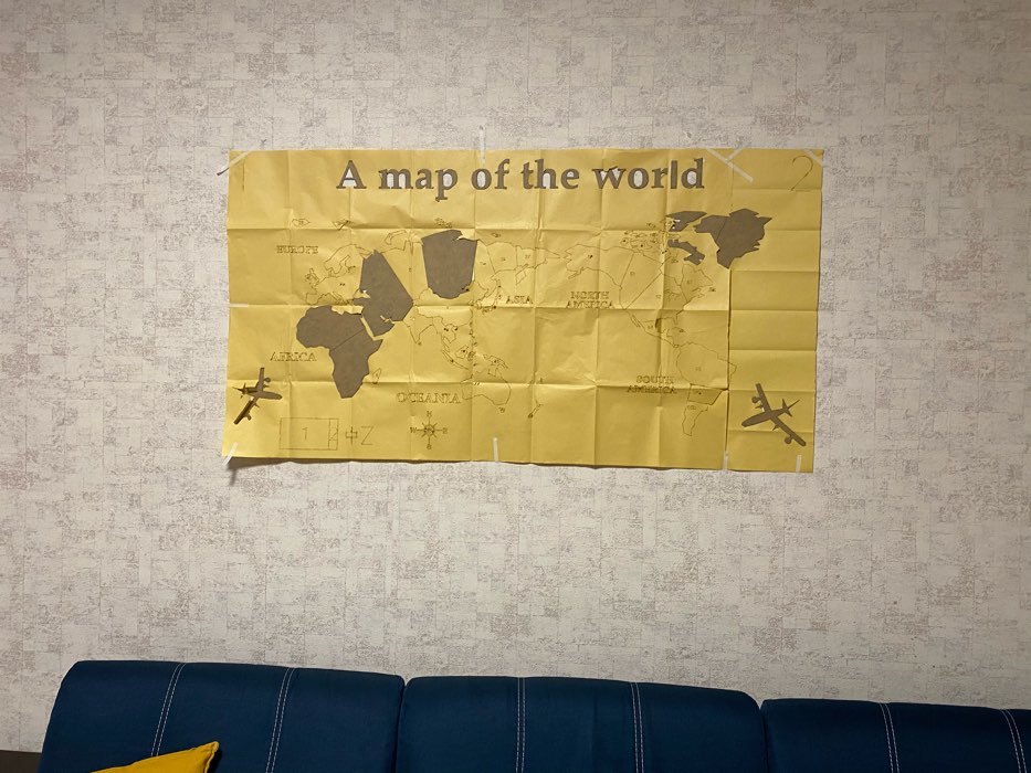 Фотография покупателя товара Наклейки интерьерные "Карта мира", зеркальные, декор на стену, панно 54 х 120 см - Фото 1