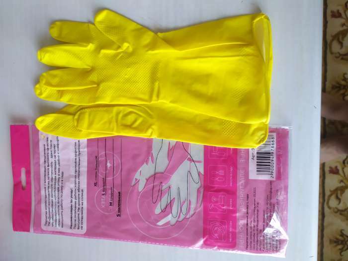 Фотография покупателя товара Перчатки хозяйственные латексные Доляна, размер L, 33 г, ХБ напыление, цвет жёлтый - Фото 1