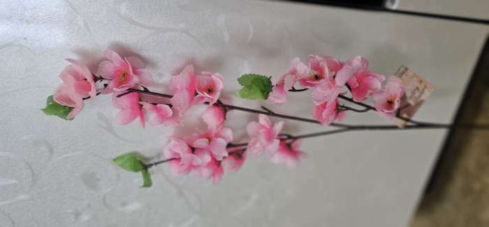 Фотография покупателя товара Цветы искусственные "Ветка яблони" 4,5х58 см, розовый - Фото 1