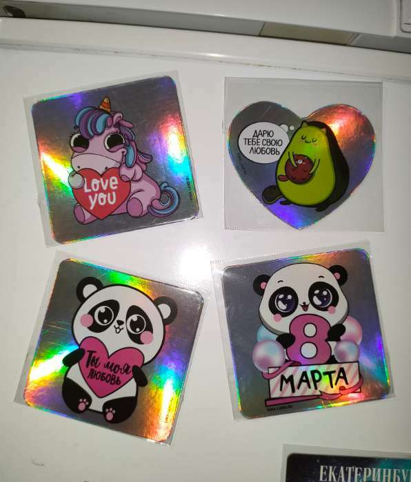 Фотография покупателя товара Магнит на холодильник «Панда. 8 Марта», голография, 7×7 см - Фото 1