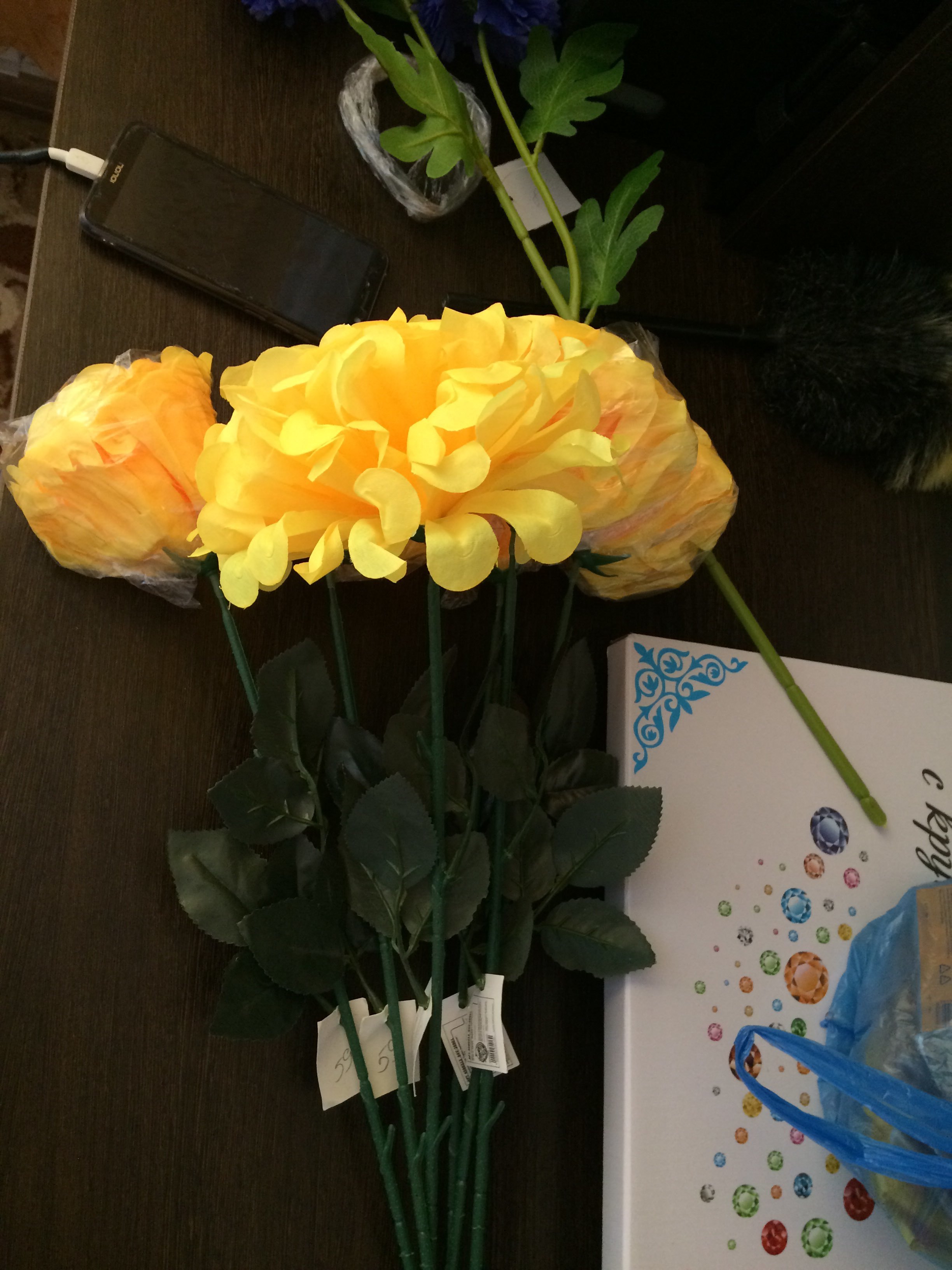 Фотография покупателя товара Цветы искусственные "Герань королевская" 16х60 см, жёлтый - Фото 1