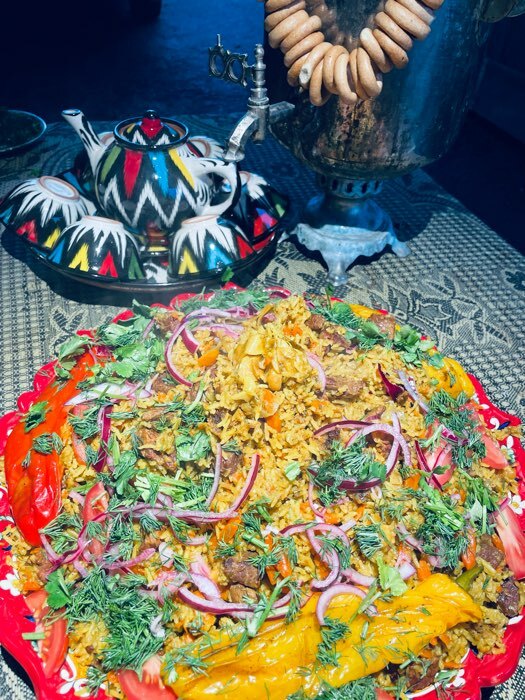 Фотография покупателя товара Набор чайный Риштанская керамика «Атлас», 9 предметов: чайник 800 мл, пиалы 200 мл, ляган, разноцветный - Фото 1