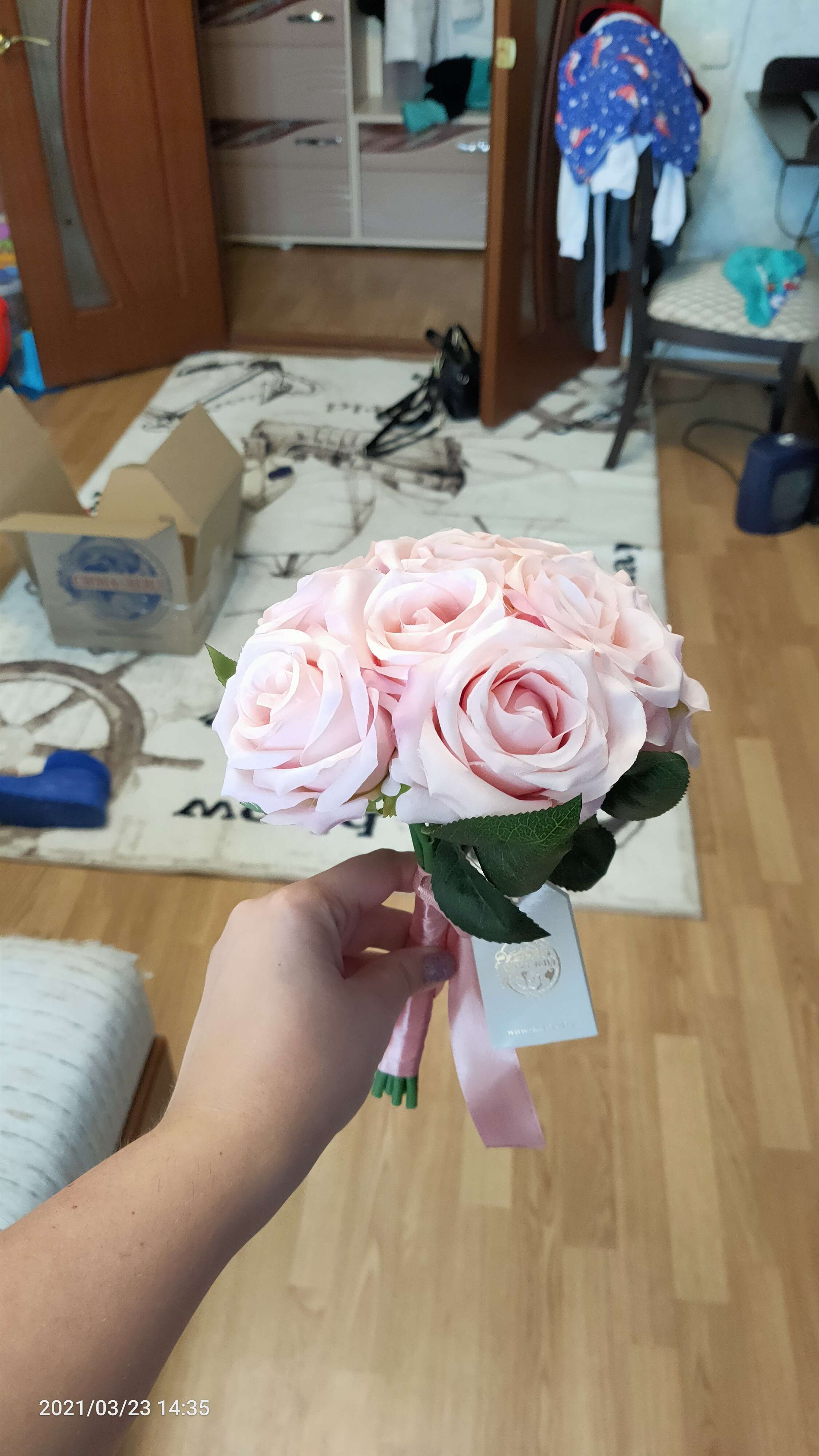 Фотография покупателя товара Букет-дублер «Любовь навсегда», розовые розы, 9 цветков - Фото 3
