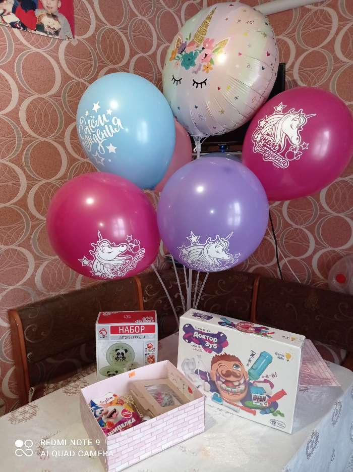 Фотография покупателя товара Шар воздушный "С Днем рождения!", 12 дюйм, латексный, 5 штук, Минни и единорог