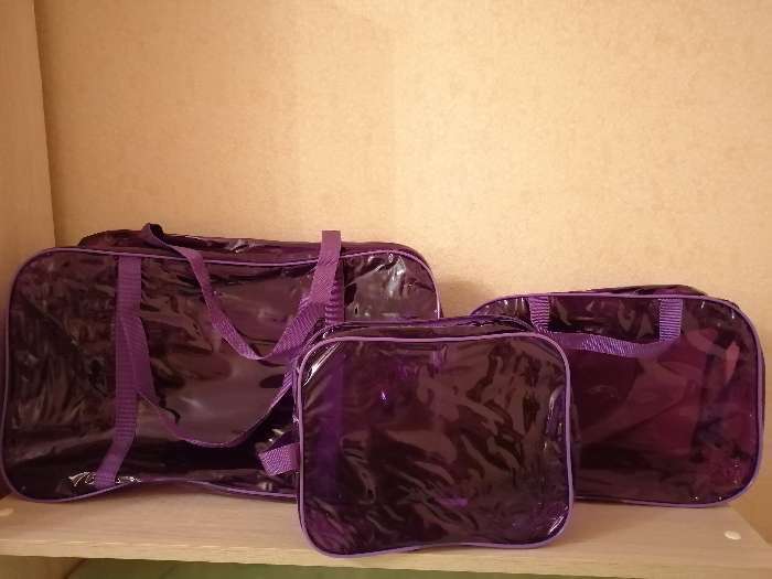 Фотография покупателя товара Набор сумок в роддом, 3 шт., цветной ПВХ, цвет фиолетовый - Фото 8