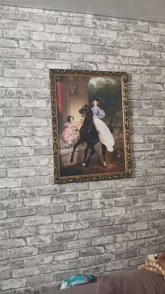 Фотография покупателя товара Картина "Дама на коне" 57х77 см рамка микс - Фото 1