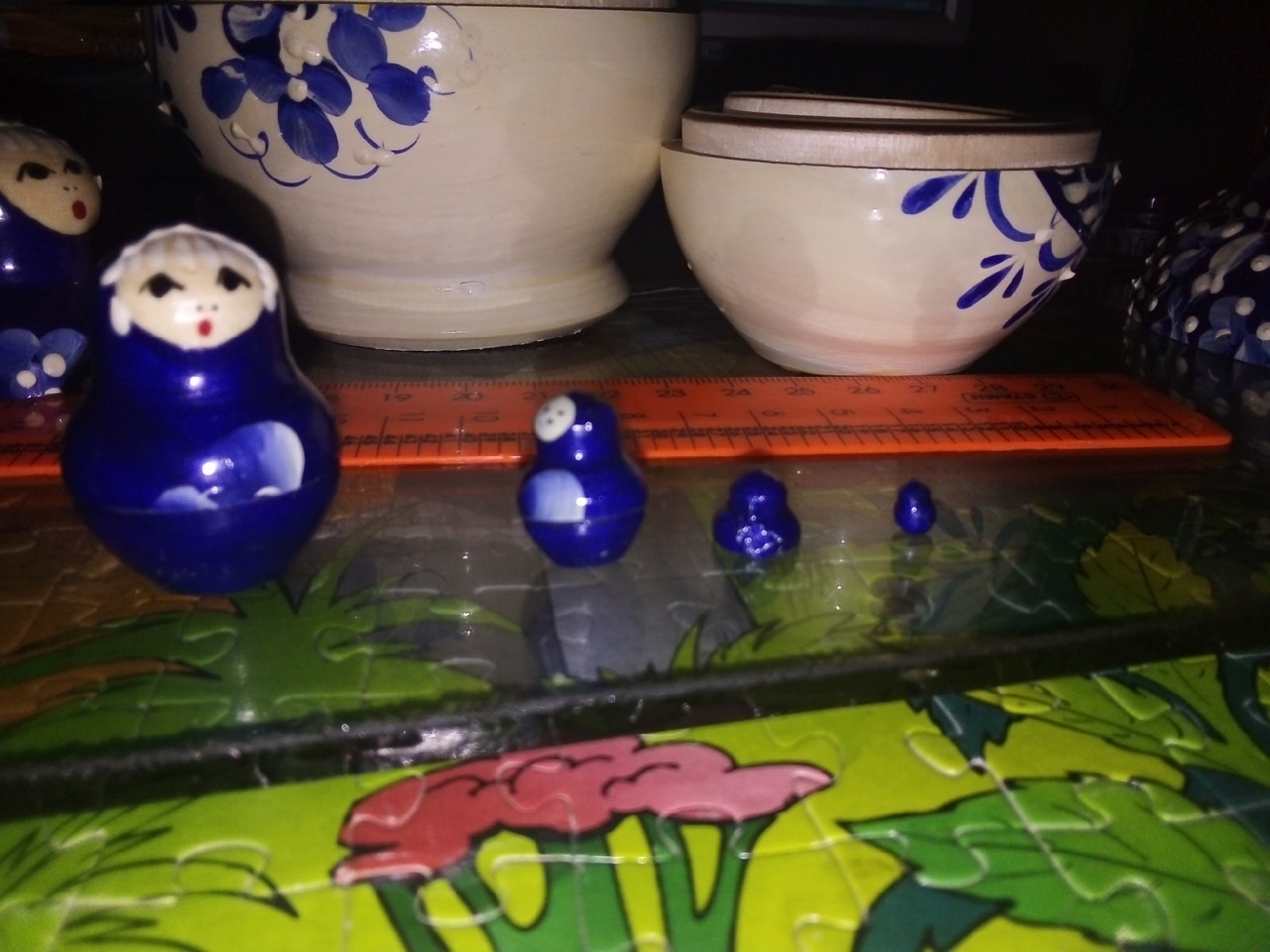 Фотография покупателя товара Матрёшка «Гжель», синий платок, 10 кукольная, 14 см, люкс - Фото 1