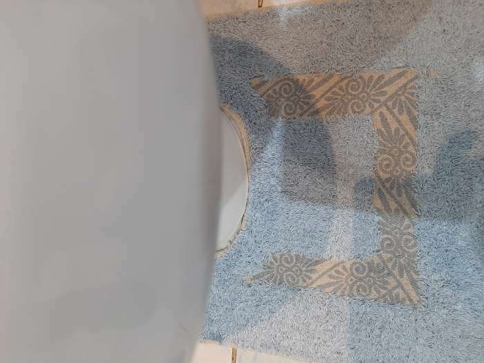 Фотография покупателя товара Набор ковриков для ванны и туалета Доляна «Вензель», 2 шт: 40×40, 40×60 см, 900 г/м2, 100% хлопок, цвет голубой