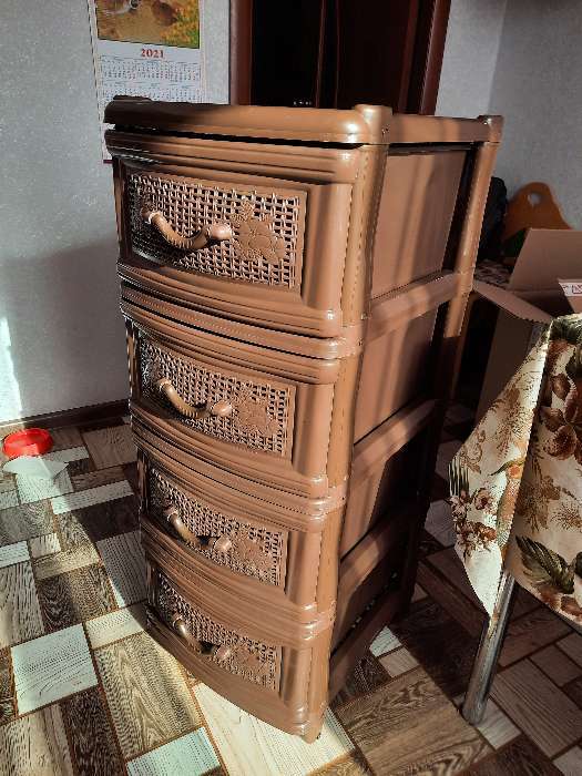 Фотография покупателя товара Комод 4-х секционный «Эконом», цвет коричневый - Фото 3