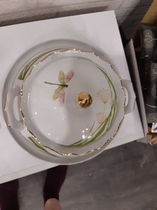 Фотография покупателя товара Сервиз столовый фарфоровый «Стрекоза», 37 предметов, 2 вида тарелок