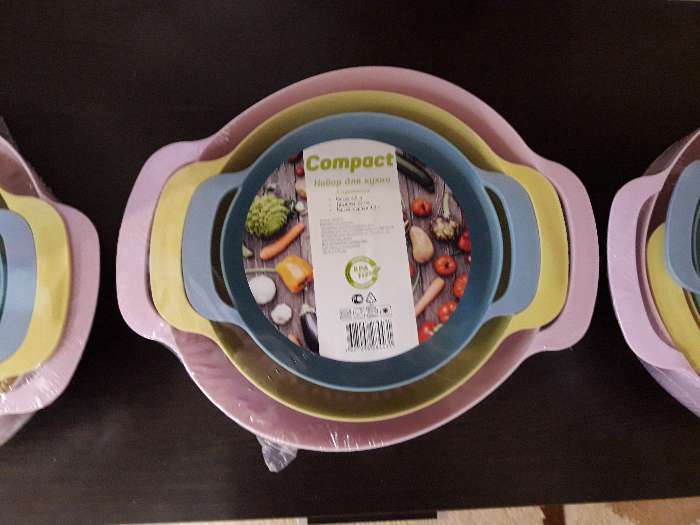 Фотография покупателя товара Набор для кухни Compact, 3 предмета: миска 4,5 л, дуршлаг 22 см, миска мерная 1,2 л