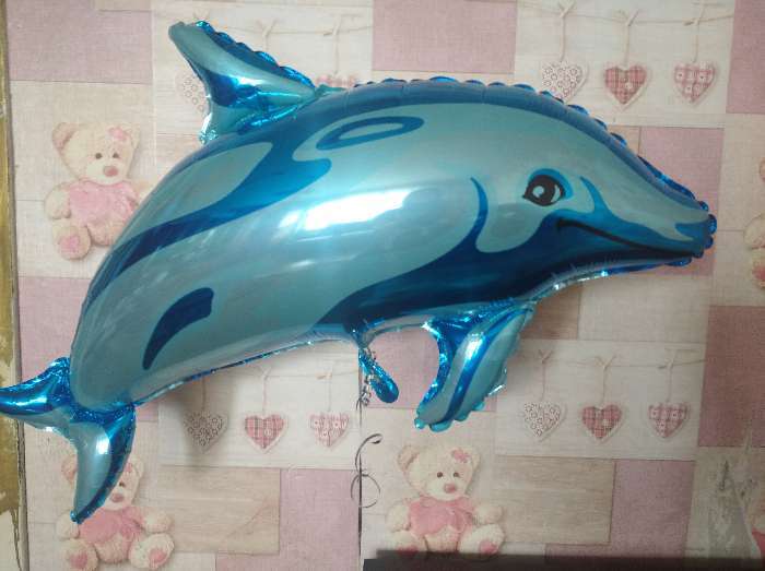 Фотография покупателя товара Шар фольгированный 37" «Дельфин», цвет голубой - Фото 4