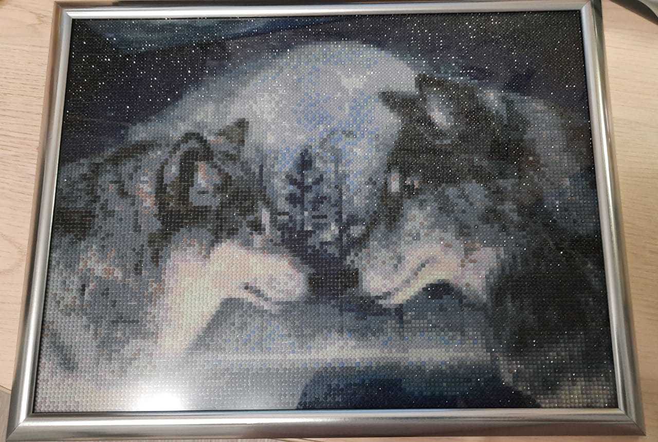 Фотография покупателя товара Алмазная мозаика с полным заполнением на холсте «Волки», 30 х 40 см - Фото 1