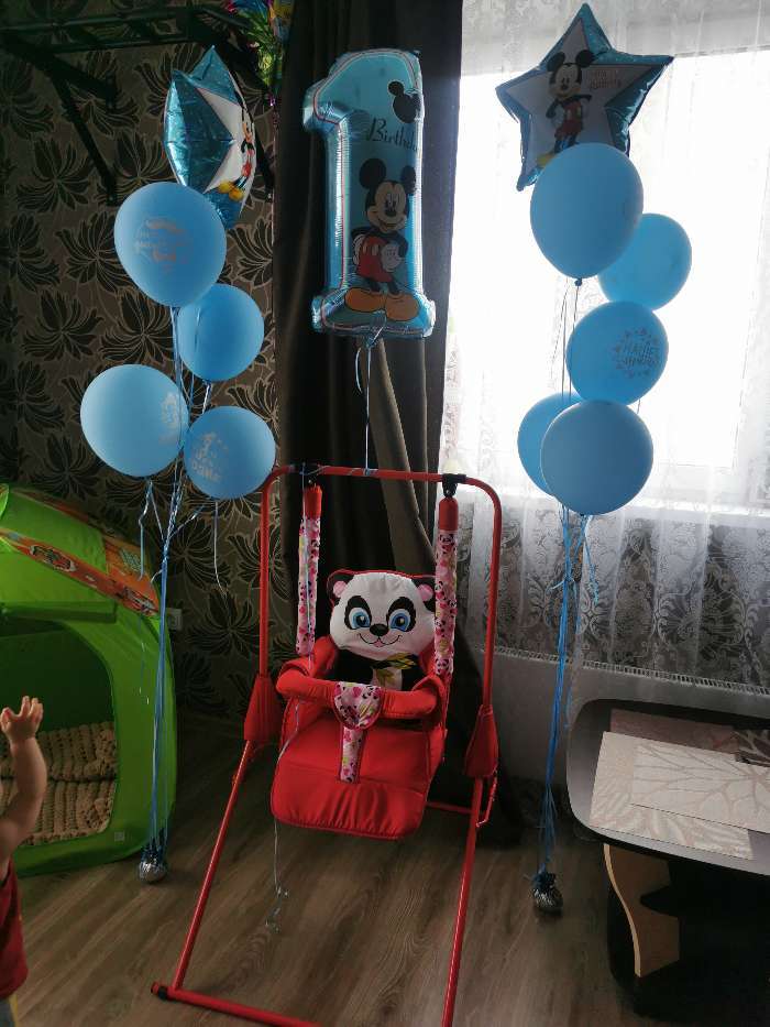 Фотография покупателя товара Букет из шаров фольгированных "Happy Birthday", набор 5 шт, Микки Маус, 4 звезды, единичка - Фото 5