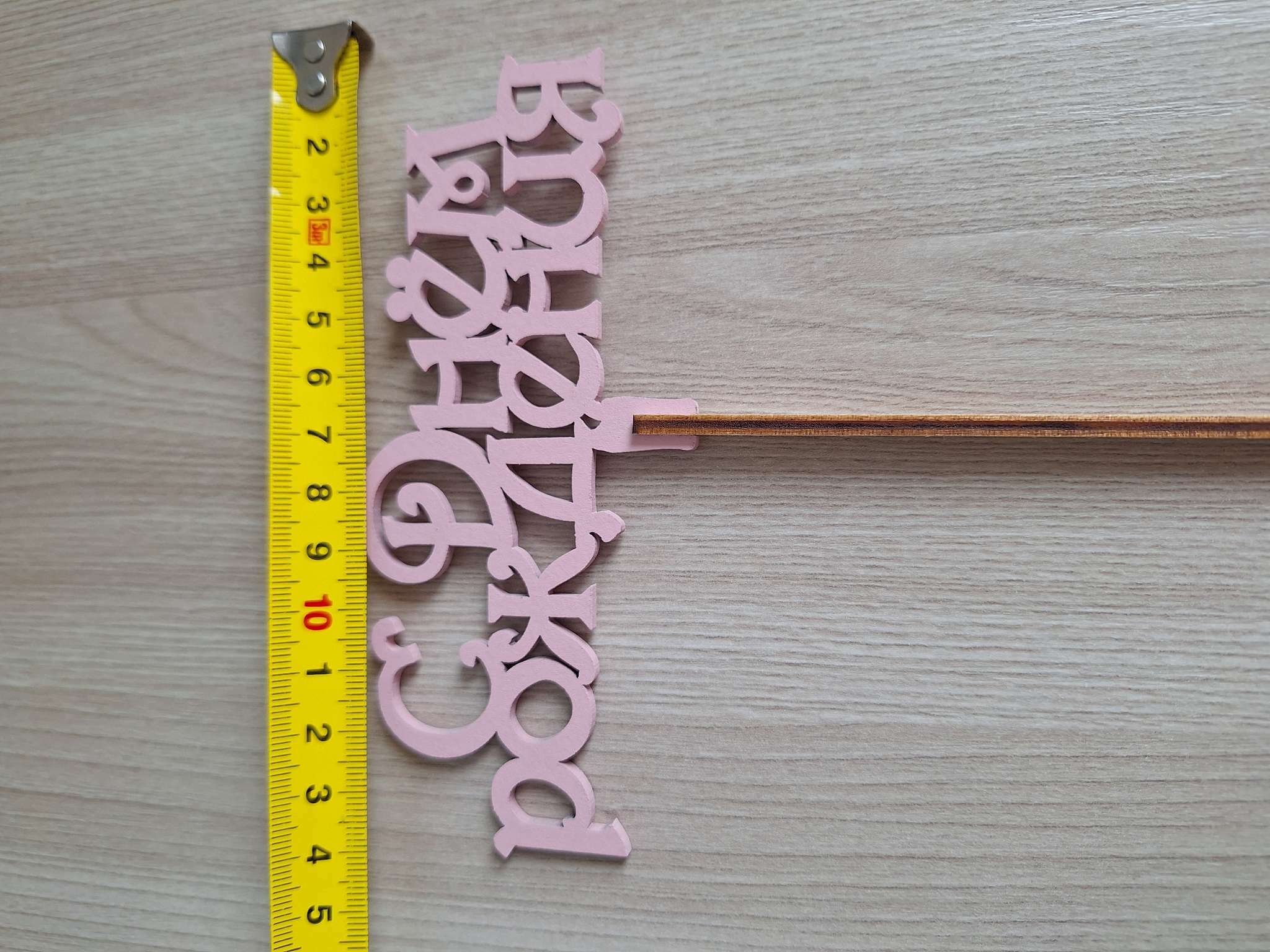 Фотография покупателя товара Топпер деревянный "С Днём Рождения" розовый 13х6 см - Фото 1