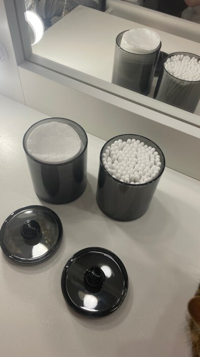 Фотография покупателя товара Органайзер для ватных дисков, с крышкой, d=7×11.5 см, полупрозрачный, чёрный - Фото 1