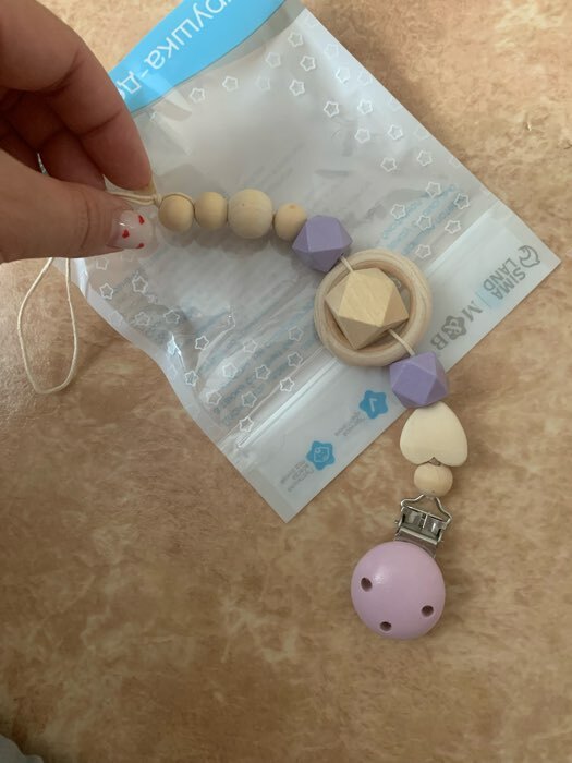 Фотография покупателя товара Держатель для соски - пустышки «Сердечко», деревянный, голубой - Фото 4