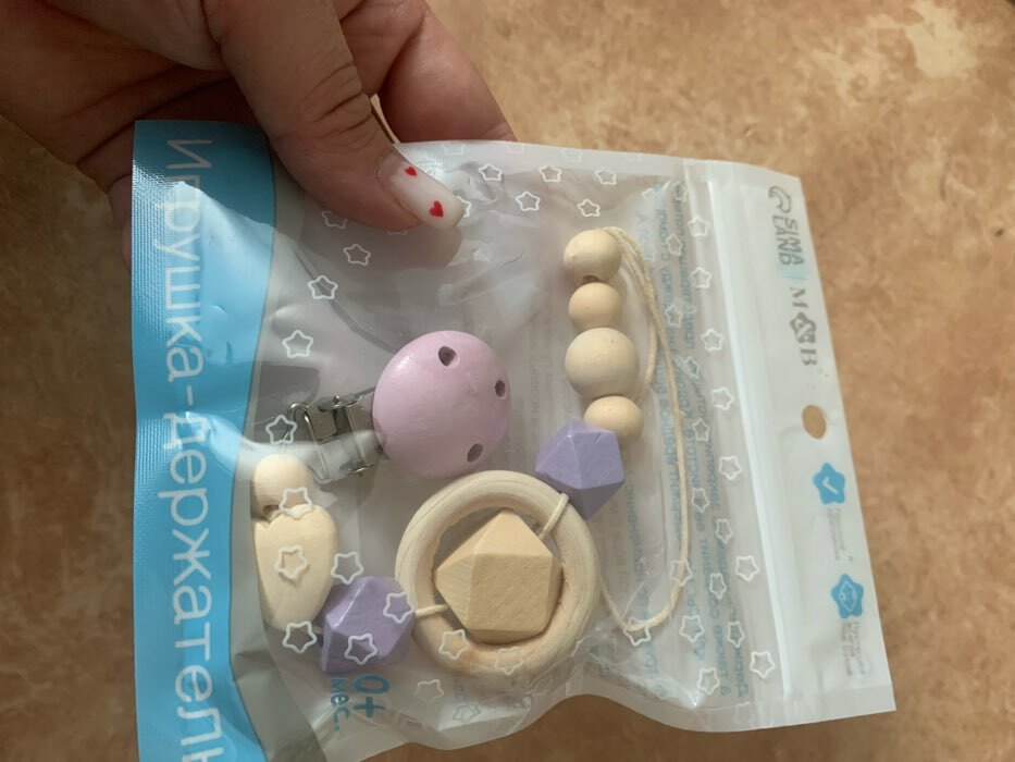 Фотография покупателя товара Держатель для соски - пустышки «Сердечко», деревянный, голубой - Фото 3