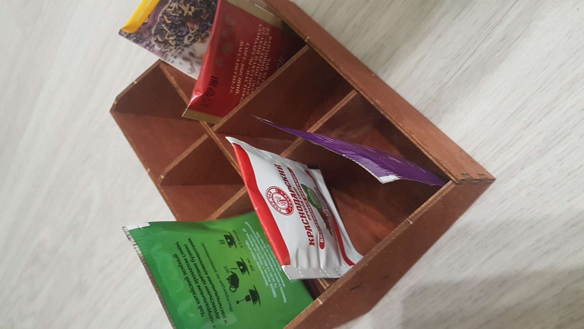 Фотография покупателя товара Органайзер деревянный для чая и кухонных принадлежностей Доляна, 17,2×10,4×8,8 см, цвет мокко - Фото 2