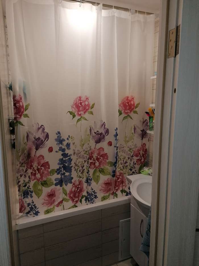 Фотография покупателя товара Штора для ванной Доляна «Акварель», 180×180 см, EVA