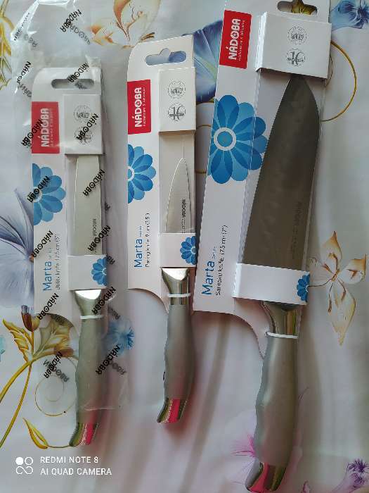Фотография покупателя товара Нож кухонный NADOBA MARTA для овощей, лезвие 9 см, ручка из стали - Фото 3