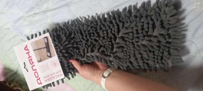 Фотография покупателя товара Насадка для плоской швабры Доляна, 43×13 см, микрофибра букли, цвет серый
