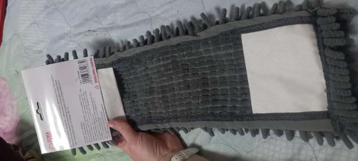 Фотография покупателя товара Насадка для плоской швабры Доляна, 43×13 см, микрофибра букли, цвет серый - Фото 4
