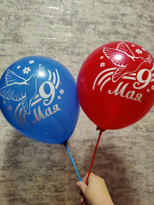 Фотография покупателя товара Набор воздушных шаров 12" «9 Мая», голубь, 50 шт. - Фото 1