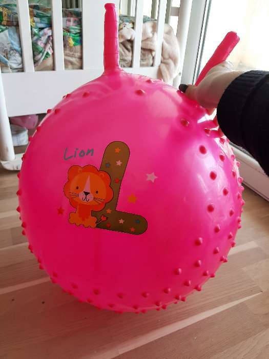 Фотография покупателя товара Мяч-прыгун с рожками «Счастливые улыбки», массажный, d=45 см, 350 г, МИКС