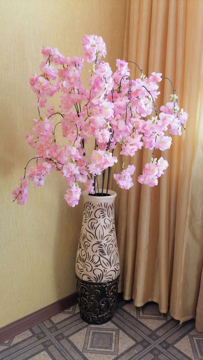 Фотография покупателя товара Цветы искусственные "Ветка яблони" 4х124 см, розовый - Фото 1