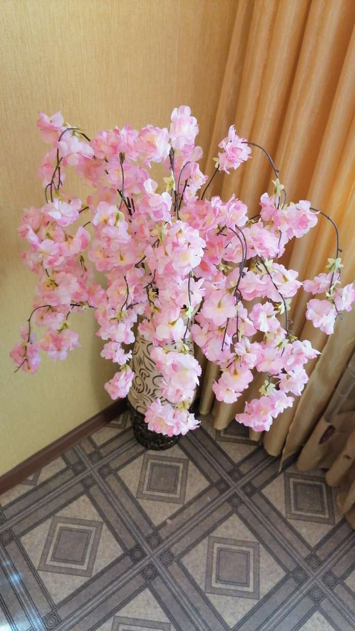 Фотография покупателя товара Цветы искусственные "Ветка яблони" 4х124 см, розовый - Фото 3