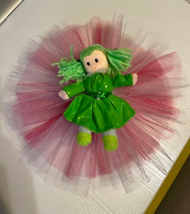 Фотография покупателя товара Мягкая игрушка «Кукла в платье», с воротничком, цвета МИКС - Фото 1