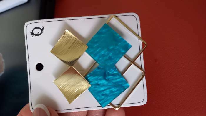 Фотография покупателя товара Серьги ассорти «Азелия» ромбы, цвет бирюзовый в золоте
