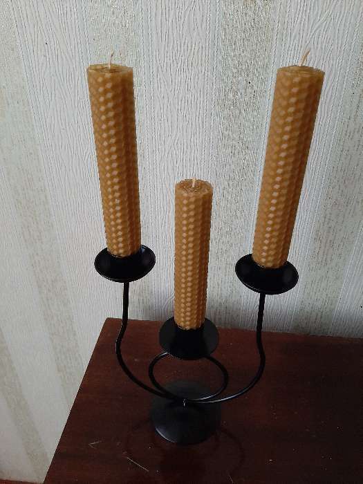 Фотография покупателя товара Подсвечник "Трио" металл на 3 свечи, 17х18 см, чёрный - Фото 2