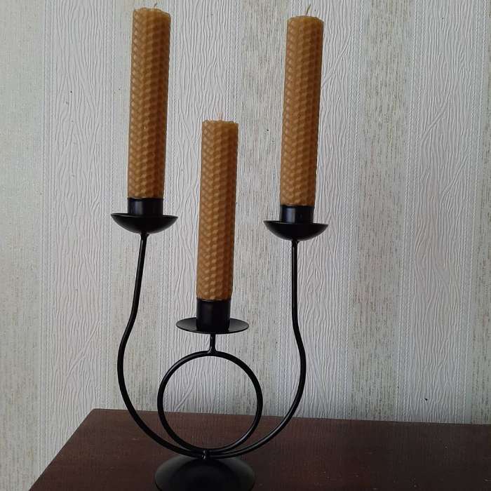 Фотография покупателя товара Подсвечник "Трио" металл на 3 свечи, 17х18 см, чёрный - Фото 1