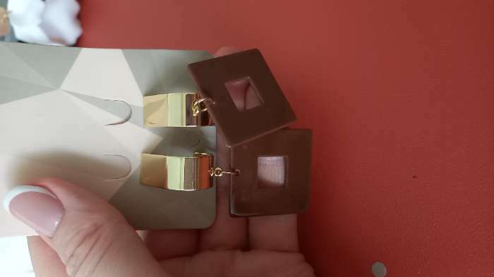Фотография покупателя товара Серьги ассорти «Азелия» квадрат, цвет коричневый в золоте